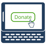 computer screen with donate button